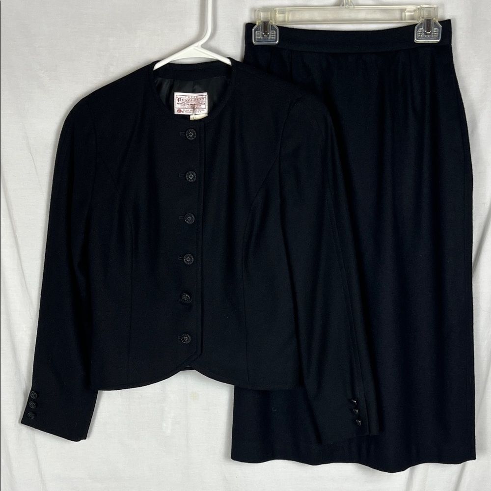 Vintage NWT Deadstock 1970s Pendleton 100% Virgin Wool Black 2 Piece Skirt Set